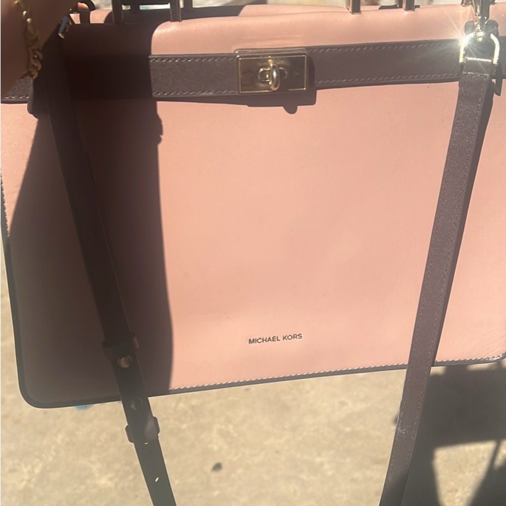 Michael Kors Pink and Black Satchel Bag